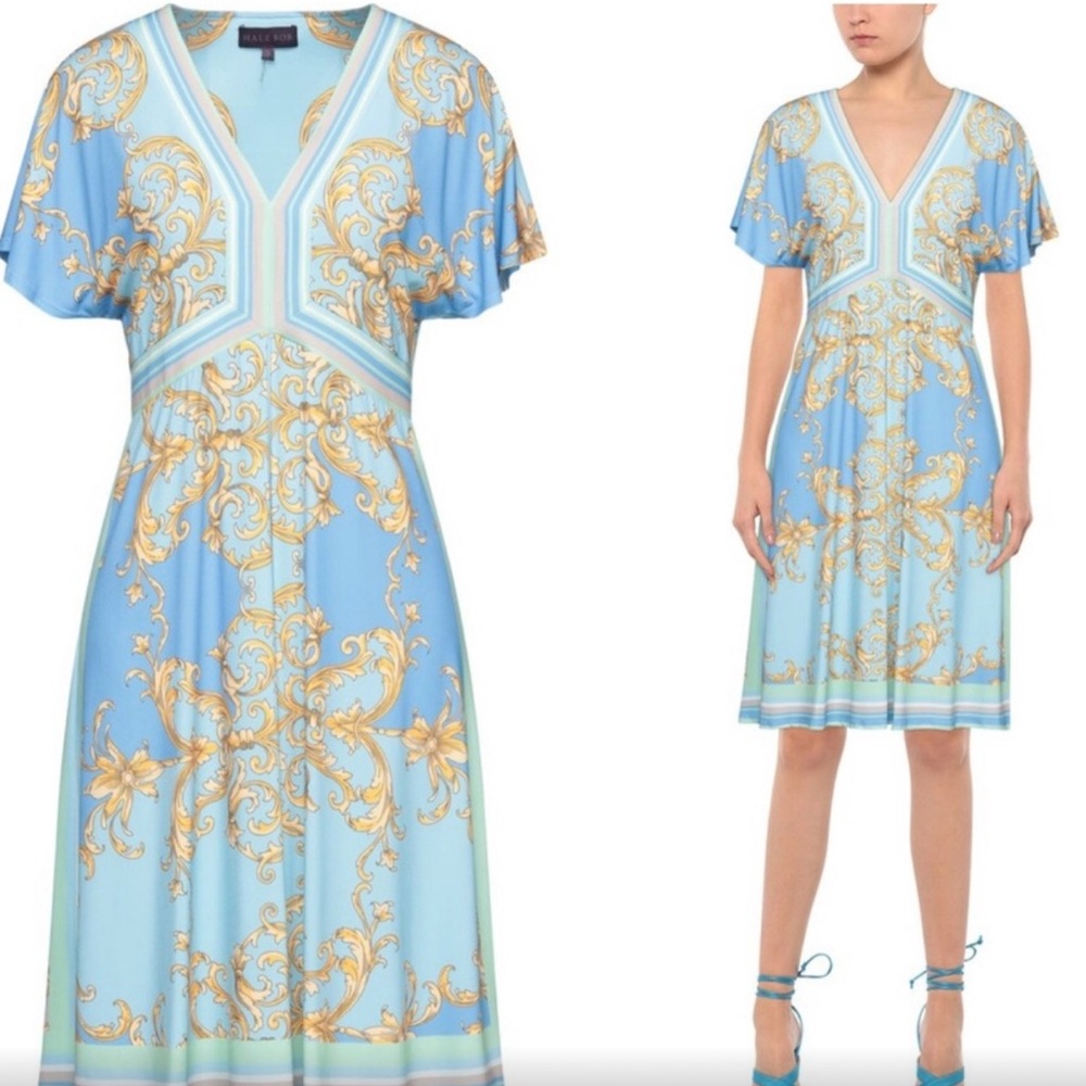 Hale Bob $238 Dakota Grecian Midi Dress in
Sky Blue